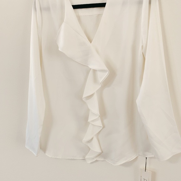 White romantic v neck ruffle blouse - Picture 8 of 10